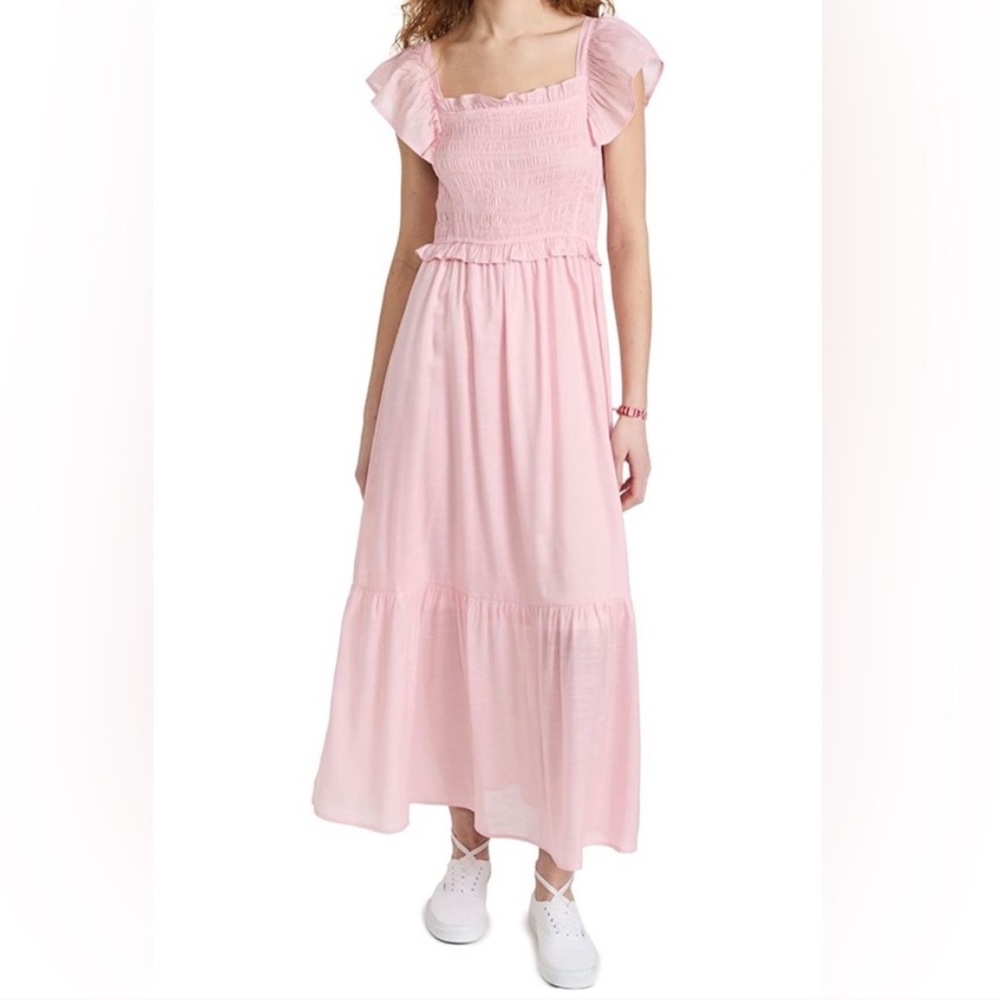 Moon River Soft Pink Smocked Maxi Dress